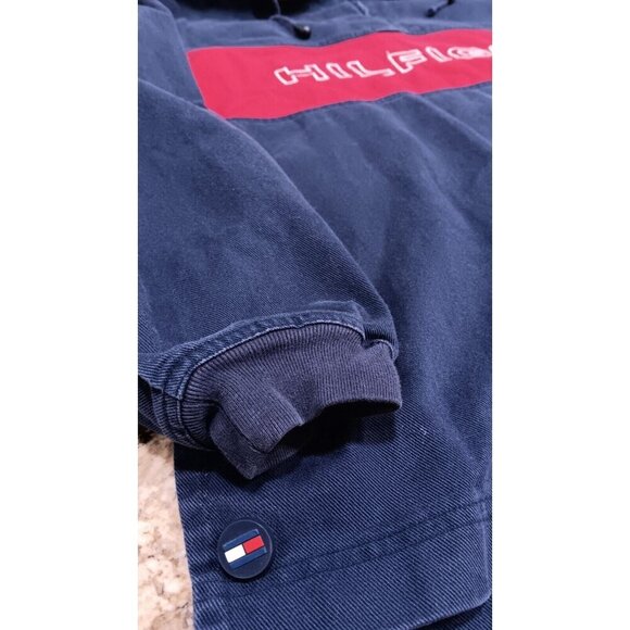 Vintage Med Tommy Hilfiger Mens Sweater With Bottom Snaps Jeans Like Material - Picture 8 of 16